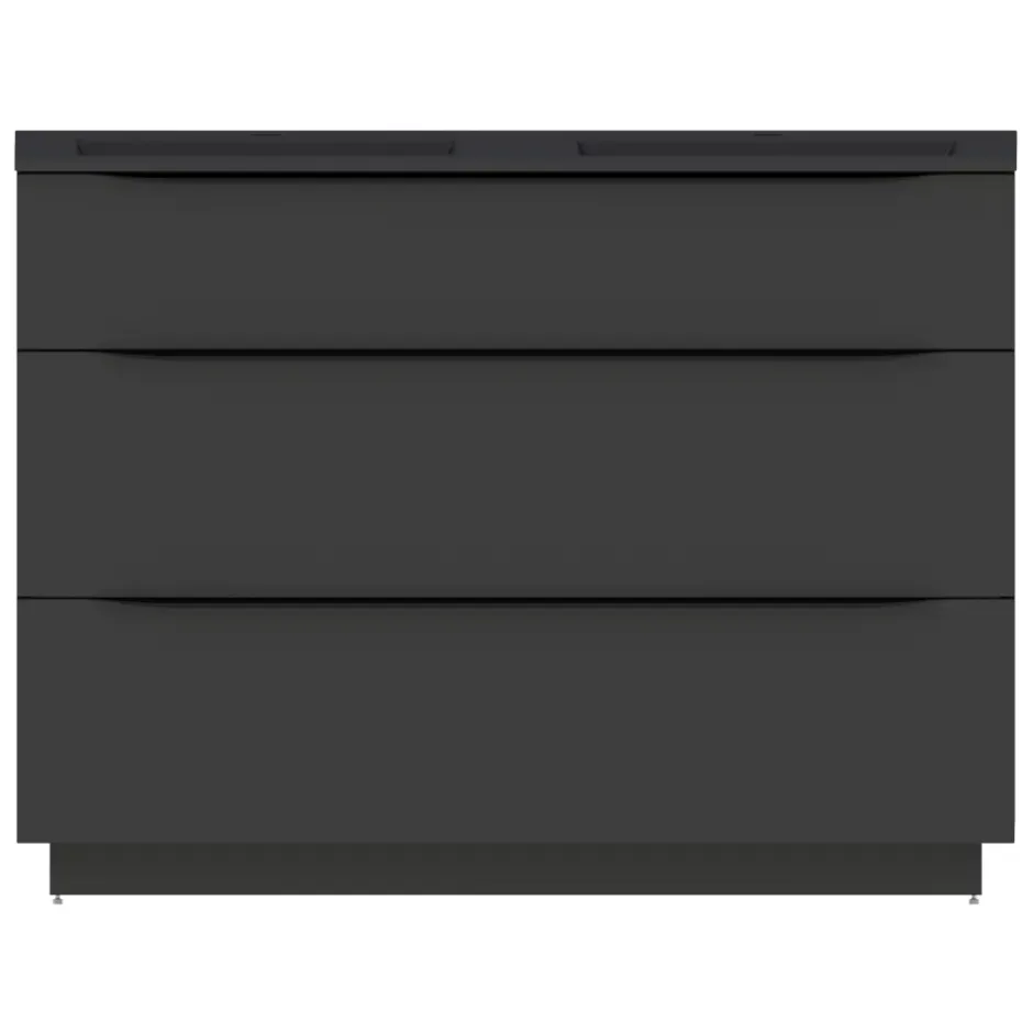 Meuble sous vasque à poser noir mat l.120 x H.88 x P.50 cm, Pamili