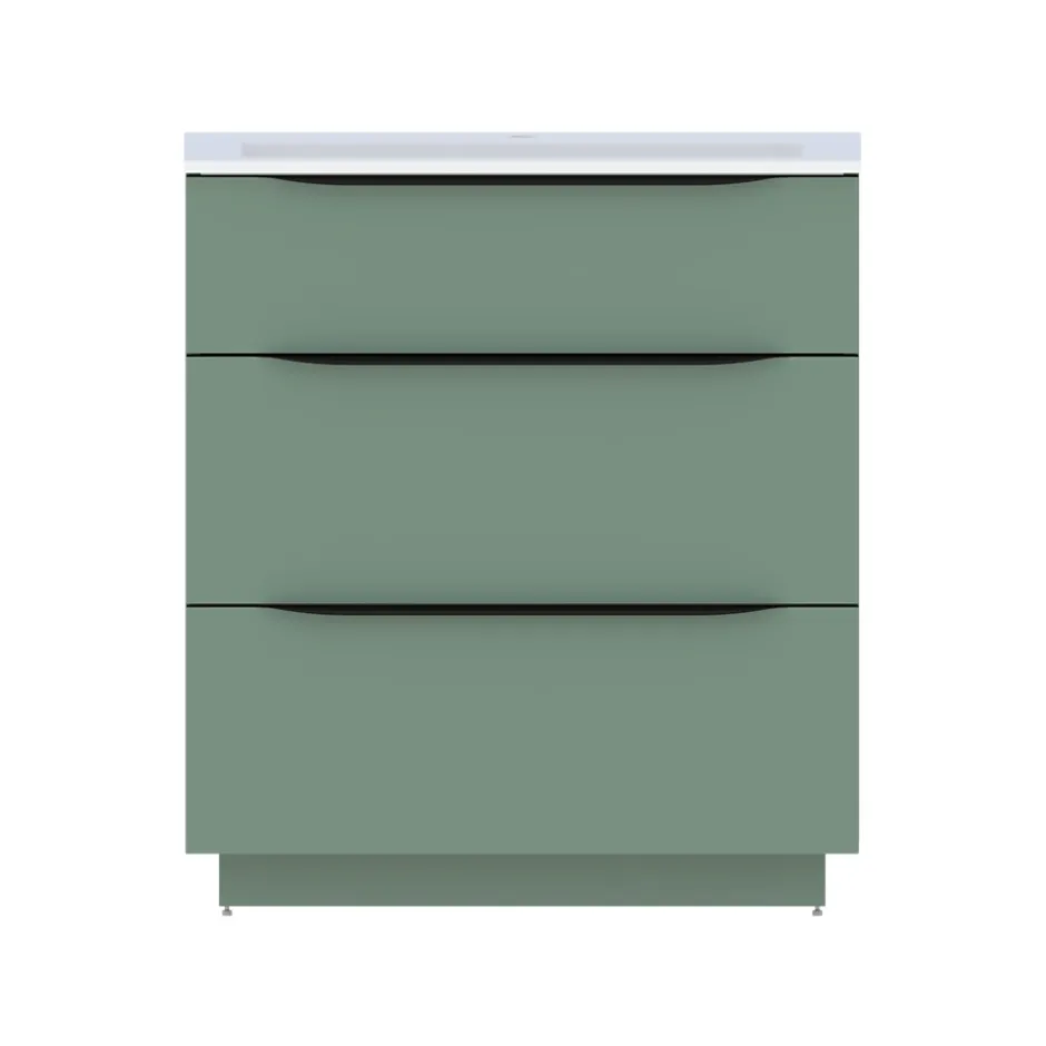 Meuble sous vasque à poser vert sauge mat l.80 x H.88 x P.50 cm, Pamili