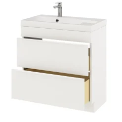 GoodHome Meuble sous vasque à poser blanc mat l.80 x H.82 x P.45 cm, Imandra* Meuble Buanderie|Meuble Sous-Vasque