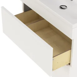 GoodHome Meuble sous vasque à poser blanc mat l.80 x H.82 x P.45 cm, Imandra* Meuble Buanderie|Meuble Sous-Vasque