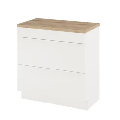 GoodHome Meuble sous vasque à poser blanc mat l.80 x H.82 x P.45 cm, Imandra* Meuble Buanderie|Meuble Sous-Vasque