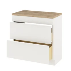 GoodHome Meuble sous vasque à poser blanc mat l.80 x H.82 x P.45 cm, Imandra* Meuble Buanderie|Meuble Sous-Vasque