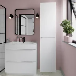 GoodHome Meuble sous vasque à poser blanc mat l.80 x H.82 x P.45 cm, Imandra* Meuble Buanderie|Meuble Sous-Vasque