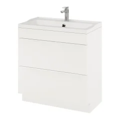GoodHome Meuble sous vasque à poser blanc mat l.80 x H.82 x P.45 cm, Imandra* Meuble Buanderie|Meuble Sous-Vasque