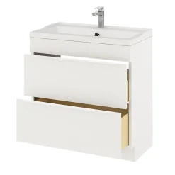 GoodHome Meuble sous vasque à poser blanc mat l.80 x H.82 x P.45 cm, Imandra* Meuble Buanderie|Meuble Sous-Vasque