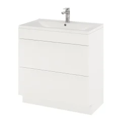 GoodHome Meuble sous vasque à poser blanc mat l.80 x H.82 x P.45 cm, Imandra* Meuble Buanderie|Meuble Sous-Vasque