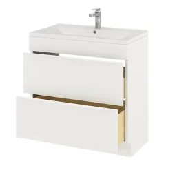 GoodHome Meuble sous vasque à poser blanc mat l.80 x H.82 x P.45 cm, Imandra* Meuble Buanderie|Meuble Sous-Vasque