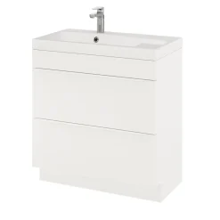 GoodHome Meuble sous vasque à poser blanc mat l.80 x H.82 x P.45 cm, Imandra* Meuble Buanderie|Meuble Sous-Vasque