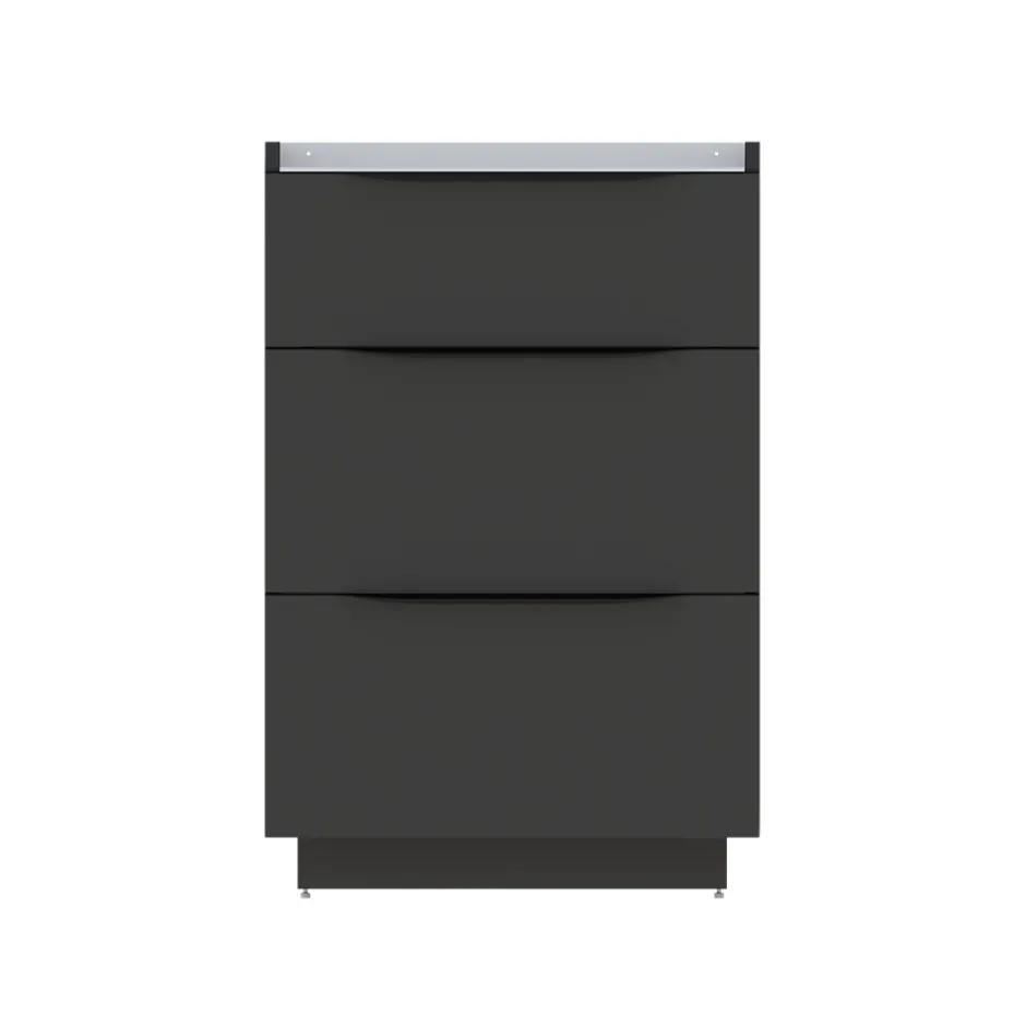 Meuble sous vasque à poser noir mat l.60 x H.88 x P.50 cm, Pamili* Meuble Buanderie