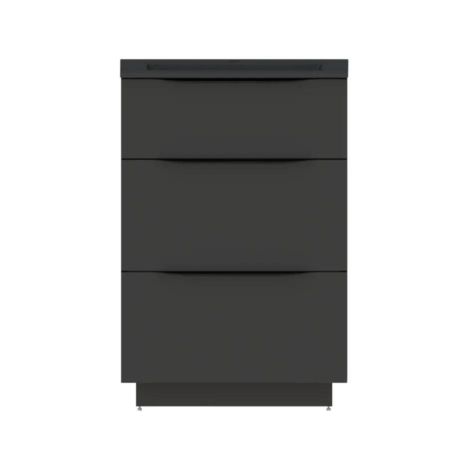 Meuble sous vasque à poser noir mat l.60 x H.88 x P.50 cm, Pamili* Meuble Buanderie