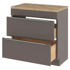 GoodHome Meuble sous vasque à poser gris taupe l.80 x H.82 x P.45 cm, Imandra* Meuble Buanderie