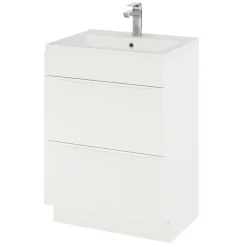 GoodHome Meuble sous vasque à poser blanc mat l.60 x H.82 x P.45 cm, Imandra* Meuble Buanderie