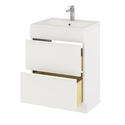 GoodHome Meuble sous vasque à poser blanc mat l.60 x H.82 x P.45 cm, Imandra* Meuble Buanderie