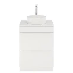 GoodHome Meuble sous vasque à poser blanc mat l.60 x H.82 x P.45 cm, Imandra* Meuble Buanderie