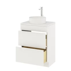 GoodHome Meuble sous vasque à poser blanc mat l.60 x H.82 x P.45 cm, Imandra* Meuble Buanderie