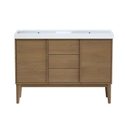 GoodHome Meuble sous vasque à poser placage chêne H.82 x P.45 x l.120 cm Kabayan