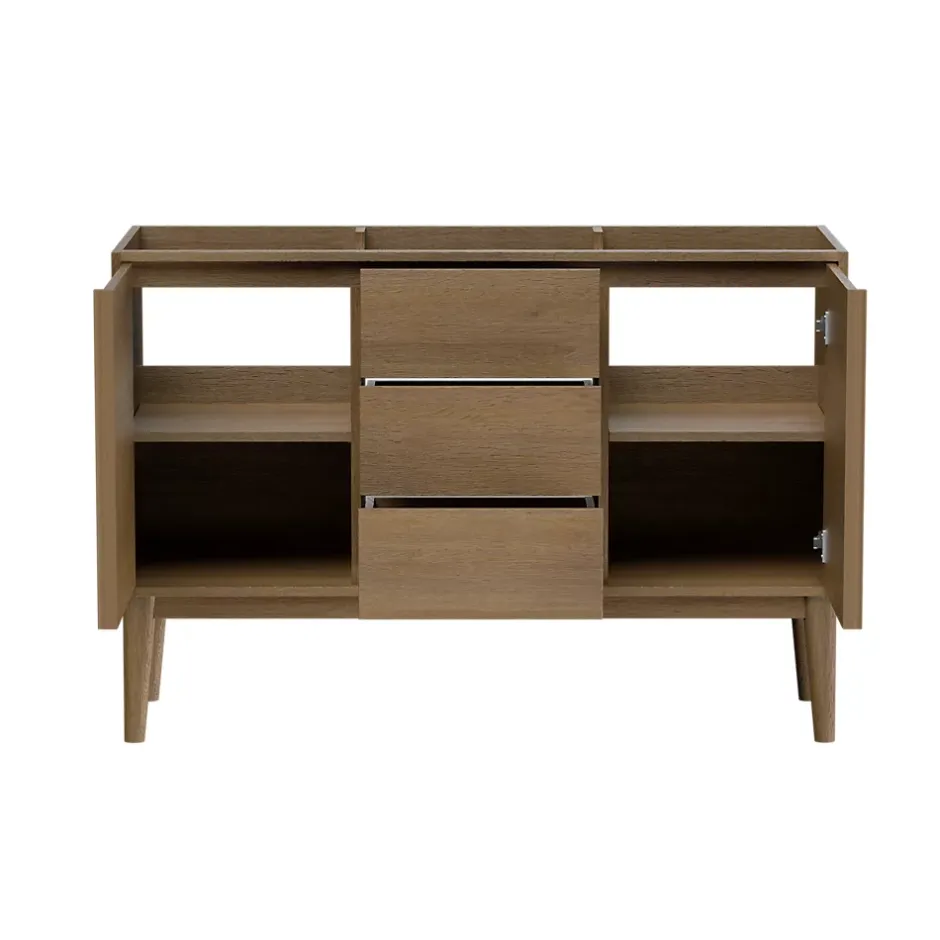 GoodHome Meuble sous vasque à poser placage chêne H.82 x P.45 x l.120 cm Kabayan