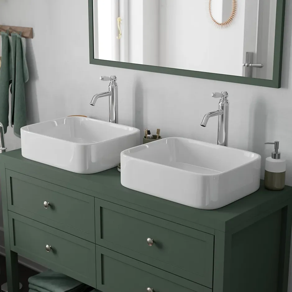 GoodHome Meuble sous vasque à poser l.120 cm vert + plan de toilette, Perma