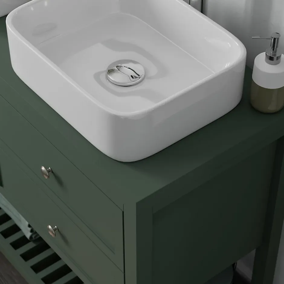 GoodHome Meuble sous vasque à poser l.120 cm vert + plan de toilette, Perma