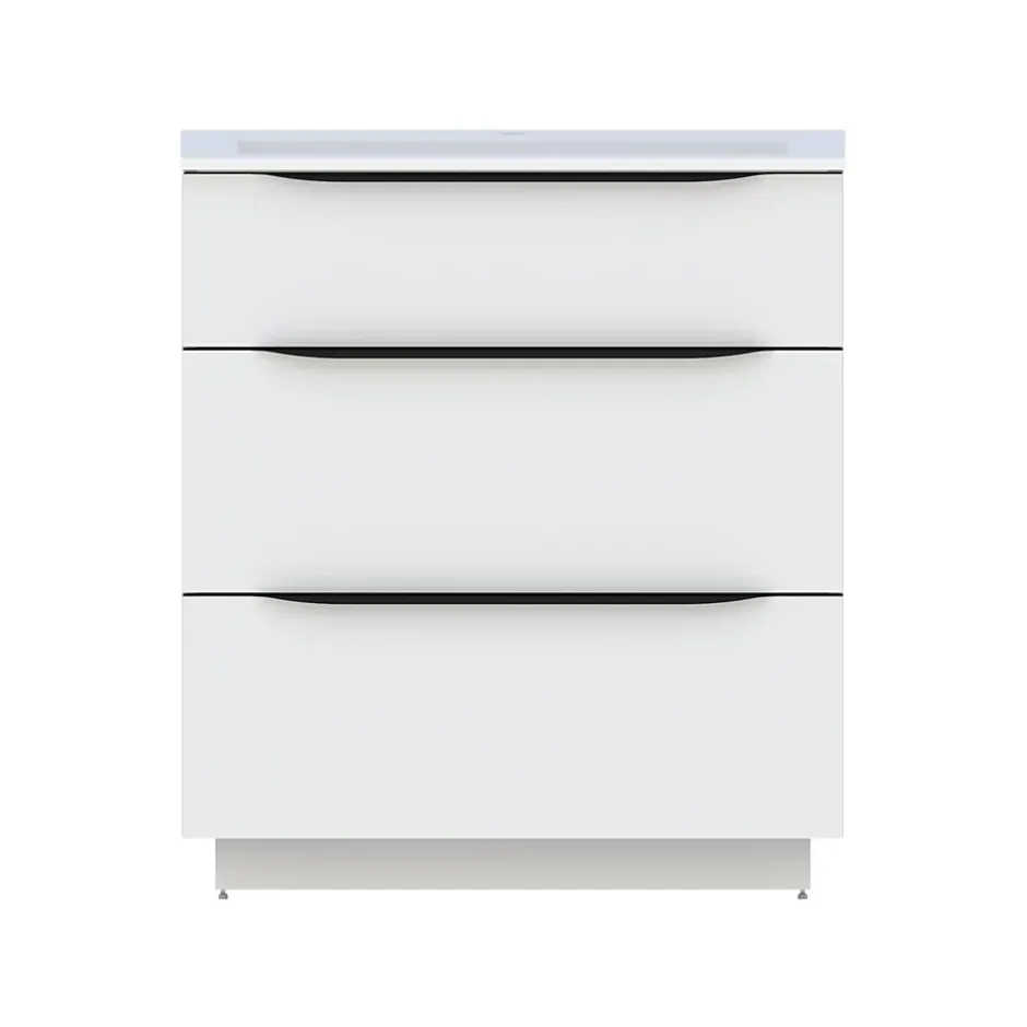 Meuble sous vasque à poser blanc brillant l.80 x H.88 x P.50 cm, Pamili* Meuble Buanderie
