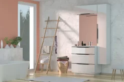 Meuble sous vasque à poser blanc brillant l.80 x H.88 x P.50 cm, Pamili* Meuble Buanderie