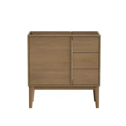GoodHome Meuble sous vasque à poser placage chêne H.82 x P.45 x l.80 cm Kabayan* Meuble De Salle De Bains Faible Profondeur