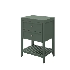 GoodHome Meuble sous vasque à poser 2 tiroirs 1 niche vert mat l.60 x H.80,6 x P.45 cm, Perma* Meuble Buanderie|Meuble Sous-Vasque