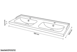GoodHome Meuble sous vasque à poser 4 tiroirs 1 niche placage chêne l.120 cm Perma + plan double vasque céramique blanc Lana,* Meuble Vasque