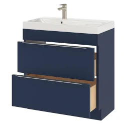 GoodHome Meuble sous vasque à poser bleu nuit mat l.80 x H.82 x P.45 cm, Imandra* Meuble Buanderie|Meuble De Salle De Bains Faible Profondeur