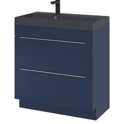 GoodHome Meuble sous vasque à poser bleu nuit mat l.80 x H.82 x P.45 cm, Imandra* Meuble Buanderie|Meuble De Salle De Bains Faible Profondeur
