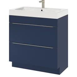 GoodHome Meuble sous vasque à poser bleu nuit mat l.80 x H.82 x P.45 cm, Imandra* Meuble Buanderie|Meuble De Salle De Bains Faible Profondeur