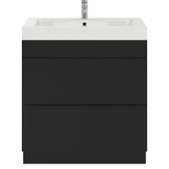 GoodHome Meuble sous vasque à poser noir mat l.80 x H.82 x P.45 cm, Imandra