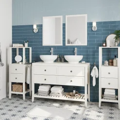 GoodHome Meuble sous vasque à poser 4 tiroirs blanc mat l.120 x H.80 x P.45 cm, Perma* Meuble Buanderie|Meuble Sous-Vasque