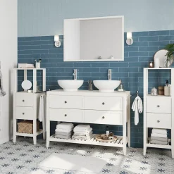 GoodHome Meuble sous vasque à poser 4 tiroirs blanc mat l.120 x H.80 x P.45 cm, Perma* Meuble Buanderie|Meuble Sous-Vasque