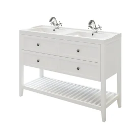 GoodHome Meuble sous vasque à poser 4 tiroirs blanc mat l.120 x H.80 x P.45 cm, Perma* Meuble Buanderie|Meuble Sous-Vasque