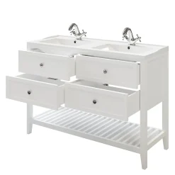 GoodHome Meuble sous vasque à poser 4 tiroirs blanc mat l.120 x H.80 x P.45 cm, Perma* Meuble Buanderie|Meuble Sous-Vasque