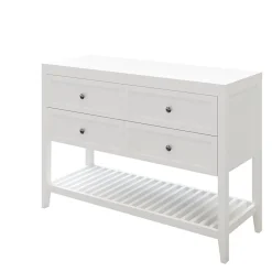GoodHome Meuble sous vasque à poser 4 tiroirs blanc mat l.120 x H.80 x P.45 cm, Perma* Meuble Buanderie|Meuble Sous-Vasque