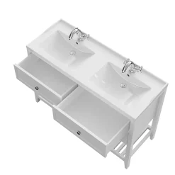 GoodHome Meuble sous vasque à poser 4 tiroirs blanc mat l.120 x H.80 x P.45 cm, Perma* Meuble Buanderie|Meuble Sous-Vasque