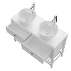 GoodHome Meuble sous vasque à poser 4 tiroirs blanc mat l.120 x H.80 x P.45 cm, Perma* Meuble Buanderie|Meuble Sous-Vasque