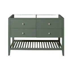 GoodHome Meuble sous vasque à poser 4 tiroirs 1 niche vert mat l.120 x H.80,6 x P.45 cm, Perma* Meuble Buanderie|Meuble Sous-Vasque