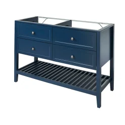 GoodHome Meuble sous vasque à poser 4 tiroirs bleu mat l.120 x H.80 x P.45 cm, Perma* Meuble Buanderie|Meuble Sous-Vasque