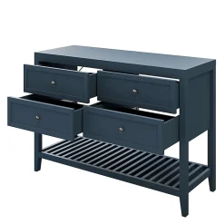 GoodHome Meuble sous vasque à poser 4 tiroirs bleu mat l.120 x H.80 x P.45 cm, Perma* Meuble Buanderie|Meuble Sous-Vasque