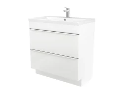 GoodHome Meuble sous vasque à poser blanc brillant l.80 x H.82 x P.45 cm, Imandra