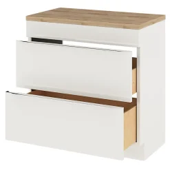 GoodHome Meuble sous vasque à poser blanc brillant l.80 x H.82 x P.45 cm, Imandra