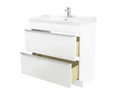 GoodHome Meuble sous vasque à poser blanc brillant l.80 x H.82 x P.45 cm, Imandra