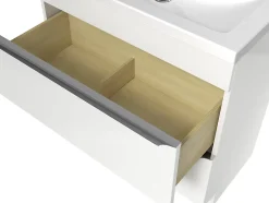GoodHome Meuble sous vasque à poser blanc brillant l.80 x H.82 x P.45 cm, Imandra