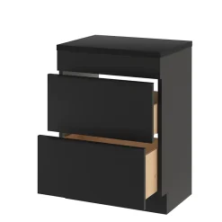 GoodHome Meuble sous vasque à poser noir mat l.60 x H.82 x P.45 cm, Imandra