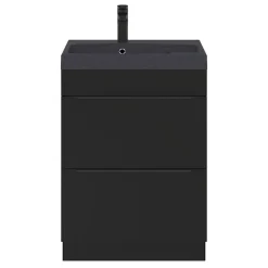 GoodHome Meuble sous vasque à poser noir mat l.60 x H.82 x P.45 cm, Imandra