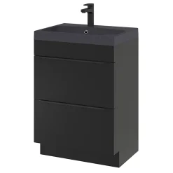 GoodHome Meuble sous vasque à poser noir mat l.60 x H.82 x P.45 cm, Imandra