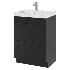 GoodHome Meuble sous vasque à poser noir mat l.60 x H.82 x P.45 cm, Imandra